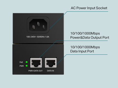 TP-Link PoE++ Injector Adapter PORT: 1× Gigabit PoE Port