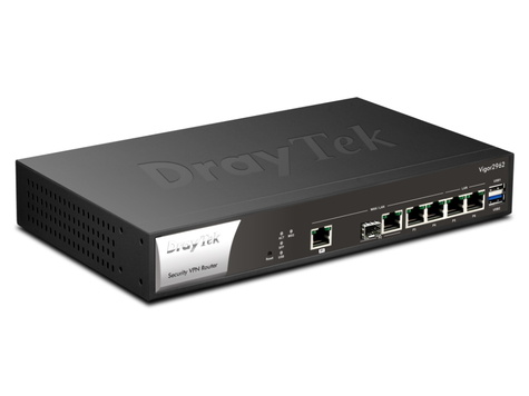 DrayTek Vigor 2962F Dual WAN glasvezel router 4 Gigabit LAN, 200 VPN LAN-LAN IPSEC, IPv6