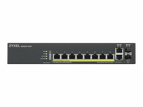 ZyXel ZyXel GS2220-10HP - EU region - 8-port GbE L2PoE Switch with GbE Uplink (1 year NCC Pro pack license bundled)