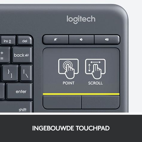 Logitech KB K400 Touch Plus Zwart draadloos Retail