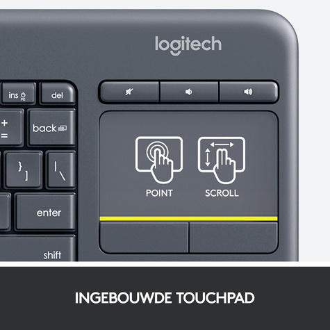 Logitech KB K400 Touch Plus Zwart draadloos Retail QWERTY