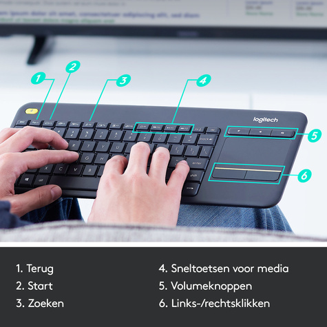 Logitech KB K400 Touch Plus Zwart draadloos Retail