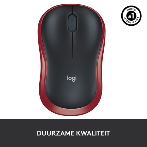 Logitech M185 Optical USB Rood-Zwart Retail Wireless