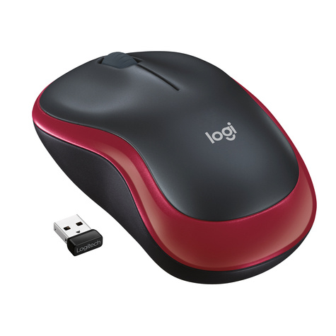 Logitech M185 Optical USB Rood-Zwart Retail Wireless