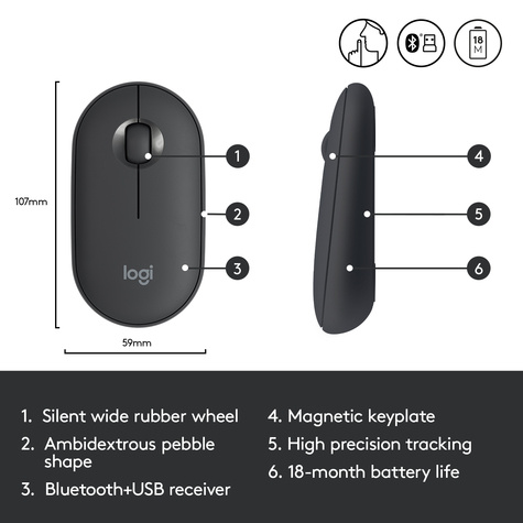 Logitech Mouse M350 graphit