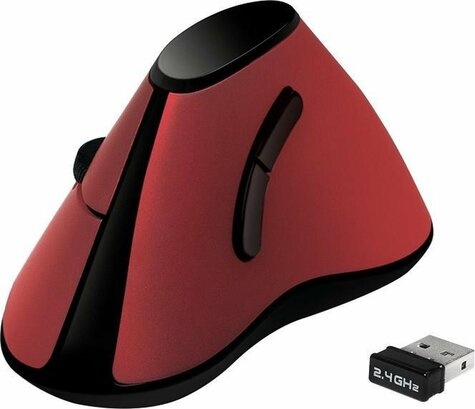 LogiLink Logilink Ergonomisch Vertikaal Optical USB Rood Wireless