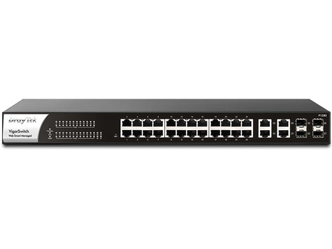 DrayTek VigorSwitch P1282 24 poorts Gigabit PoE + 4 SFP Combo poorten