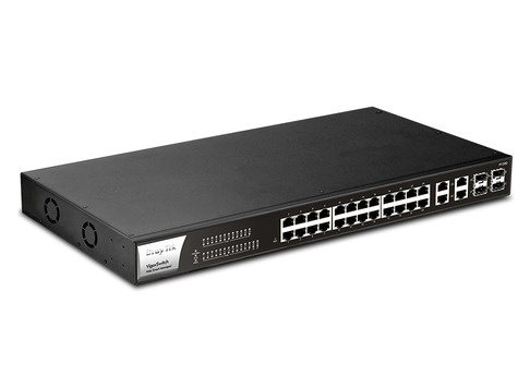 DrayTek VigorSwitch P1282 24 poorts Gigabit PoE + 4 SFP Combo poorten