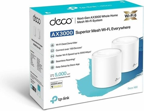 TP-Link AX5400 Whole Home Mesh Wi-Fi 6 System 2App Router/AP Mode IPv6 IPTV HomeCare (Parental Controls Antivirus QoS Reports)OFDMA MU-MIMO 1024-QAM WPA3 Beamforming