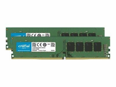 Crucial - DDR4 - 32 GB: 2 x 16 GB - DIMM 288-pin - unbuffered