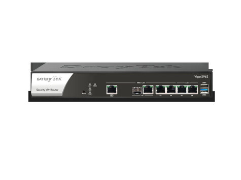 DrayTek Vigor 2962F Dual WAN glasvezel router 4 Gigabit LAN, 200 VPN LAN-LAN IPSEC, IPv6