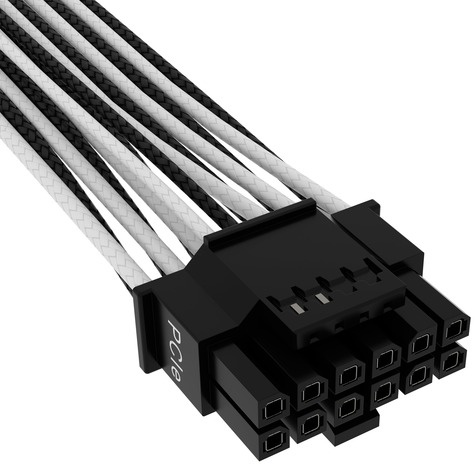 Corsair Premium Individually Sleeved 12+4pin PCIe Gen 5 12VHPWR 600W cable Type 4 BLACK/WHITE