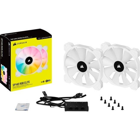 Corsair White SP140 RGB ELITE  140mm Fan 2p