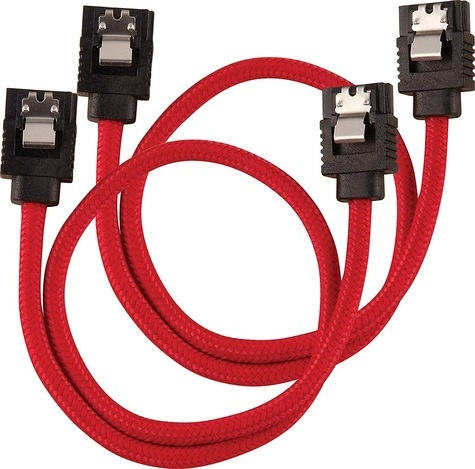 Corsair Premium Sleeved SATA Cable 2-pack - Red