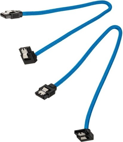 Corsair Premium sleeved SATA cable with 90° connector 2-pack - Blue