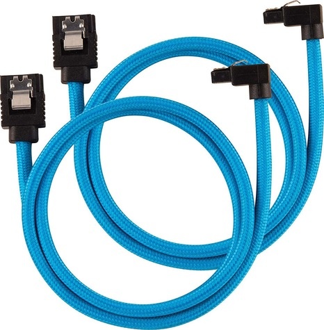 Corsair Premium sleeved SATA cable with 90° connector 2-pack - Blue