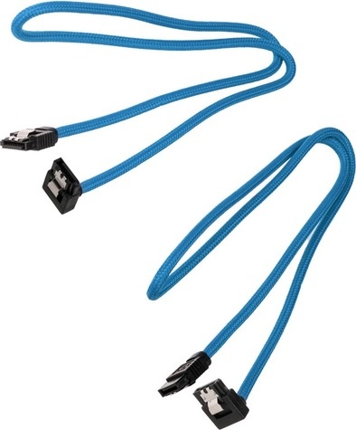 Corsair Premium sleeved SATA cable with 90° connector 2-pack - Blue