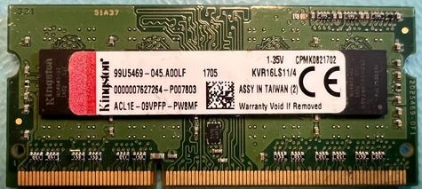 Kingston SO DIMM 4GB/DDR3L 1600 ValueRam CL11 Retail