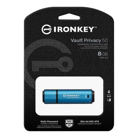Kingston IronKey Vault Privacy 50 USB flash drive 8 GB USB Type-A 3.2 Gen 1 (3.1 Gen 1) Blauw