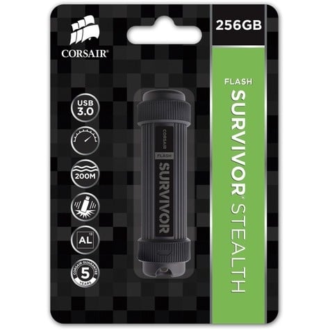 Corsair Flash Survivor Stealth USB 3.0 256GB Military-Style Design Plug and Play