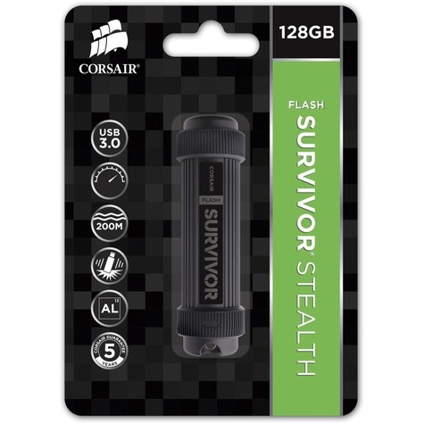 Corsair Flash Survivor Stealth USB 3.0 128GB Military-Style Design Plug and Play