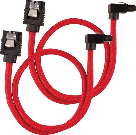 Corsair Premium sleeved SATA cable with 90° connector 2-pack - Red