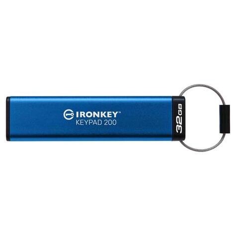 Kingston Technology IronKey Keypad 200 USB flash drive 32 GB USB Type-A 3.2 Gen 1 (3.1 Gen 1) Blauw