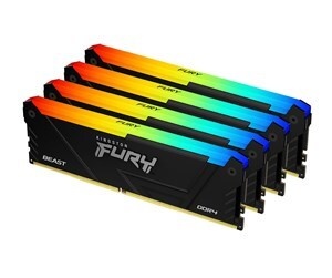 Kingston 64GB 2666MT/s DDR4 CL16 DIMM (Kit of 4)1Gx8 FURY Beast RGB