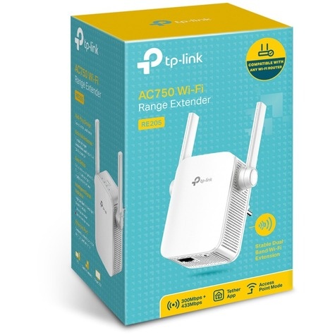 TP-Link RE205 Wi-Fi-Range-Extender Wi-Fi 5  2.4 GHz 5 GHz 1 x 100Base-TX