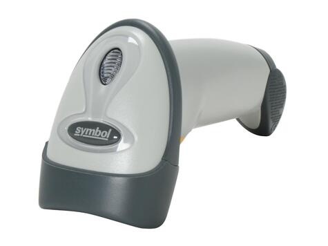 Zebra LS2208 1D laser barcode scanner white USB cable + hands free stand