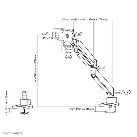 Newstar Select Tafelbeugel voor gebogen schermen tot 49'' (124 cm) 18KG NM-D775WHITEPLUS Neomounts