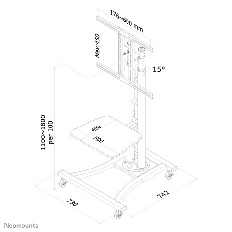 Neomounts PLASMA-M1800E vloerstandaard - zilver