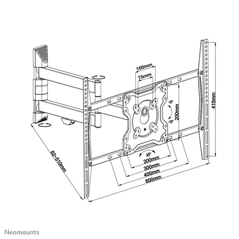 Neomounts FPMA-W460BLACK TV-beugel wand 42-70" - full motion