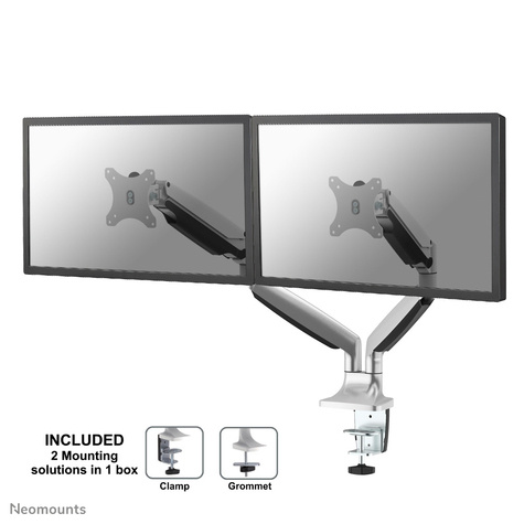 Neomounts 10-32 Inch - Flat screen desk mount - Clamp - 2 Screens - Silver