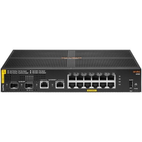 HPE Aruba 6100 12G + 2G/2SFP+ POE+ (139W) 2G/2SFP+ Switch RM M