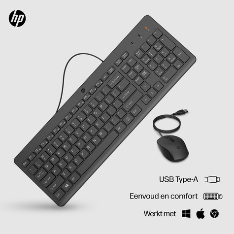 HP 150 Wired Keyboard and Mouse Set - QWERTY