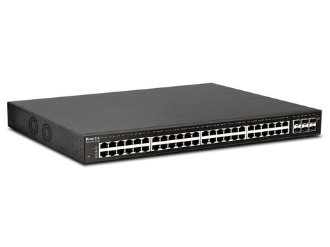 DrayTek VigorSwitch P2540x 48 poorts Gigabit PoE + 6 10G  SFP+ poorten