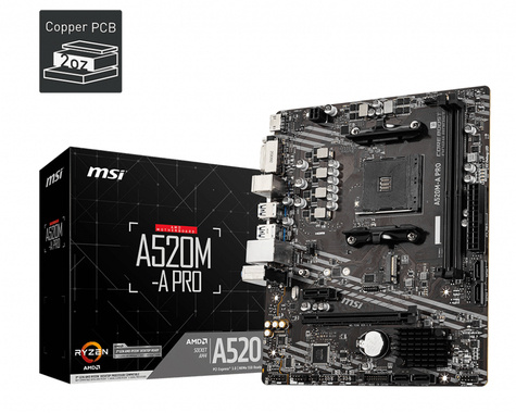 MSI MSI A520M-A PRO - motherboard - micro ATX - Socket AM4 - AMD A520