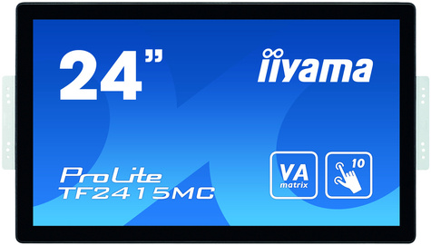 Iiyama 24i PCAP Bezel Free 10P Touch. 1920x1080. Anti-Fingerprint coating. VA panel. DisplayPort. HDMI. VGA. 315cd/m (with touch). 3000:1. 16ms. USB Interface. Thru G