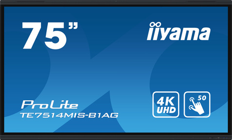 Iiyama TE7514MIS-B1AG beeldkrant Interactief flatscreen 190,5 cm (75") LCD Wifi 435 cd/m² 4K Ultra HD Zwart Touchscreen Type processor Android 24/7