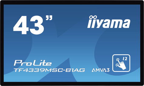 Iiyama ProLite TF4339MSC-B1AG computer monitor 109,2 cm (43") 1920 x 1080 Pixels Full HD LED Touchscreen Multi-gebruiker Zwart