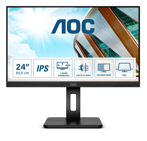 AOC AOC 61cm/24" (1920x1080) 24P2Q 16:9 4ms HDMI DVI VGA DisplayPort VESA Pivot Speaker Full HD Black