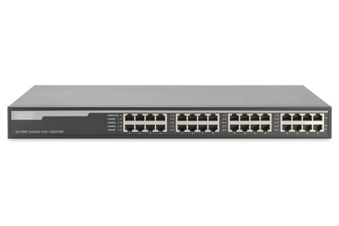 DIGITUS Gigabit Ethernet PoE+ Injector Hub - 802.3at - 10G 16-port - Power Pins:3/6(+) - 1/2(-) - 250W
