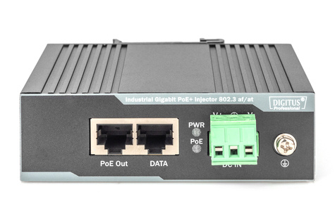 DIGITUS DIGITUS Industrial Gigabit PoE+ Injector - 802.3at 60W power output - DIN rail and wall mount design
