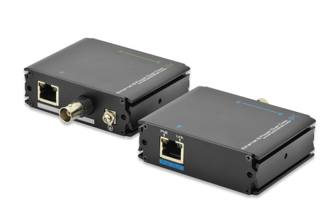 DIGITUS Fast Ethernet PoE+ VDSL Extender over CAT / Coxial Set - up to 500m - 802 -3at - Coax/RJ45