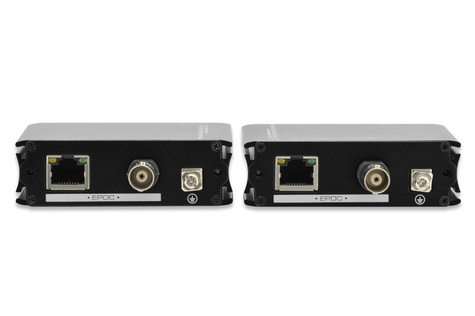 DIGITUS Fast Ethernet PoE+ VDSL Extender over CAT / Coxial Set - up to 500m - 802 -3at - Coax/RJ45