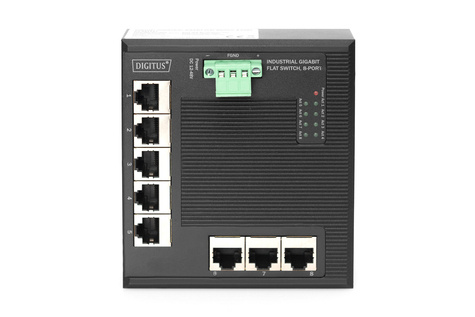 DIGITUS DIGITUS 8-poorts Gigabit Ethernet-netwerkschakelaar, plat, industrieel, onbeheerd