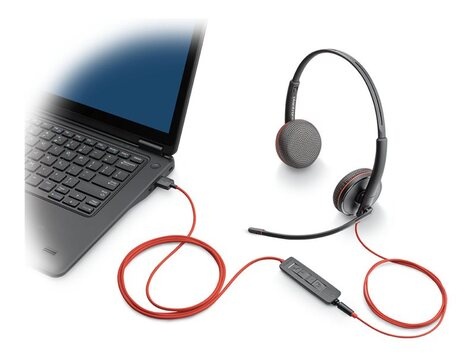 HP Poly Blackwire 3225 Stereo USB-C Headset +3.5mm Plug +USB-C/A Adapter (Bulk) (209747-201)