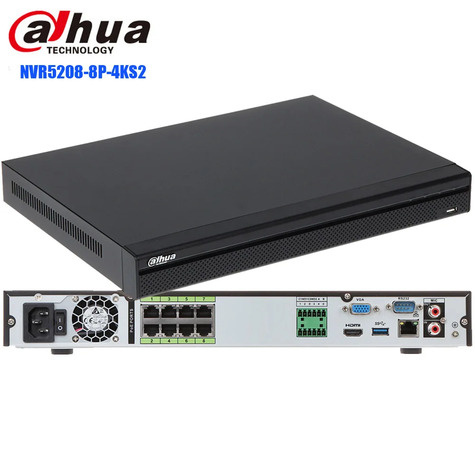 Dahua Pro series NVR 8 Channel 1U 2HDDs 8PoE 4K en H.265