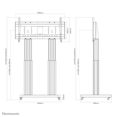 Neomounts PLASMA-M2600 wagen - gemotoriseerd - voor plat scherm / mediaspeler / mini-pc - zwart